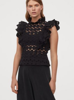 Flounce-trimmed Crocheted Top