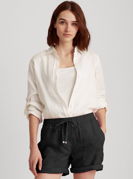 Linen black shorts