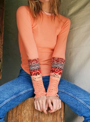 In the Mix Jacquard Cuff Top FREE PEOPLE