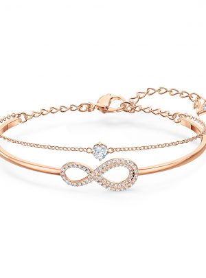 Swarovski Crystal Infinity Symbol Double-Row Bangle Bracelet