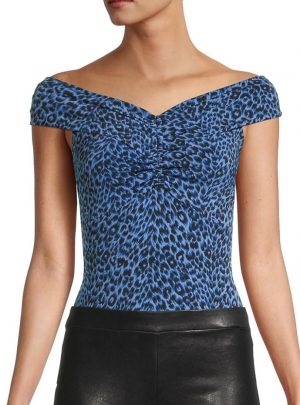 BCBGMAXAZRIA Off-The-Shoulder Leopard-Print Bodysuit